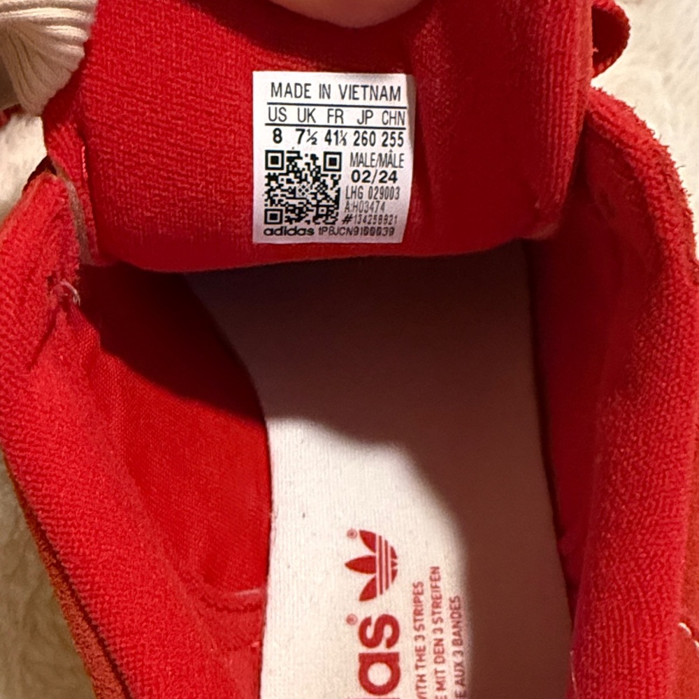 Adidas Campus Red and White Sneakers - Picture 3 of 5